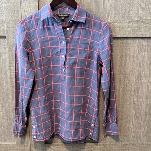 Brooks Brothers Linen Blue and Red Grid Women's Shirt
